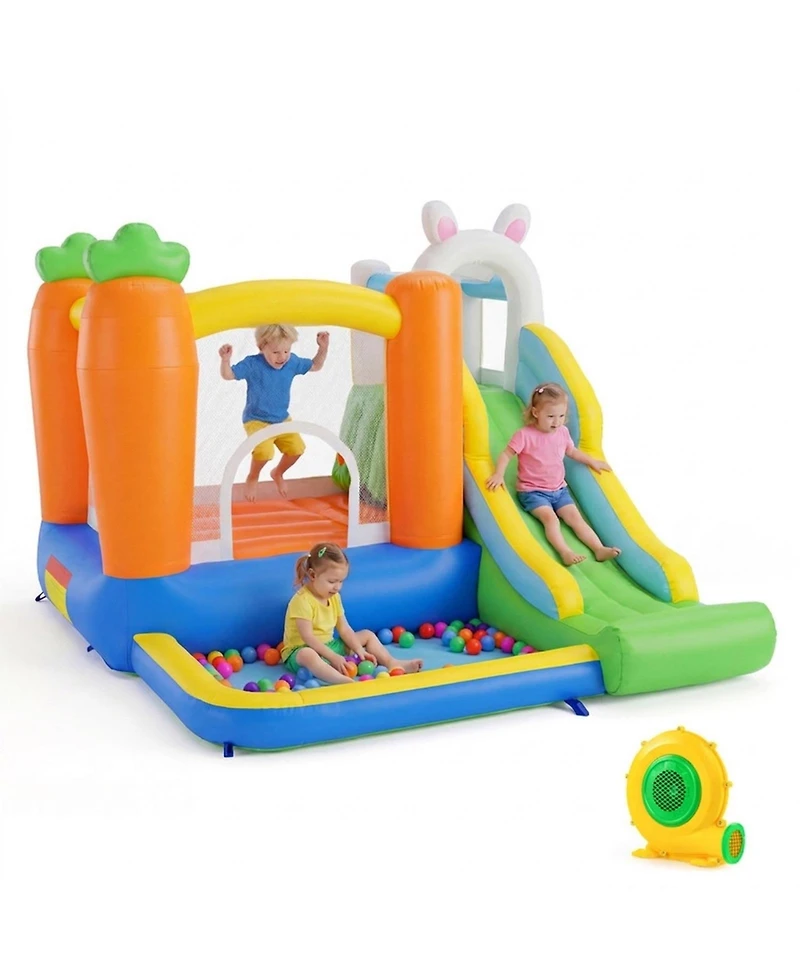 Sugift Kids Bounce House with Climbing Wall, Slide & Ball Pit, 370W Blower, Ages 3-12