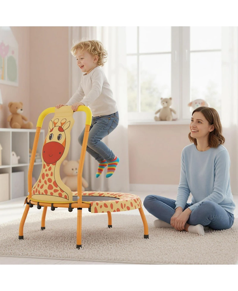 Sugift Mini Trampoline with Foam-Padded Handle and Padded Cover, 28" x 30", 176 lbs Capacity, Ages 3-6