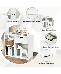 Gouun 3-Cube Bookcase Storage Organizer with Pull-Out Drawer and 2-Tier Shelves