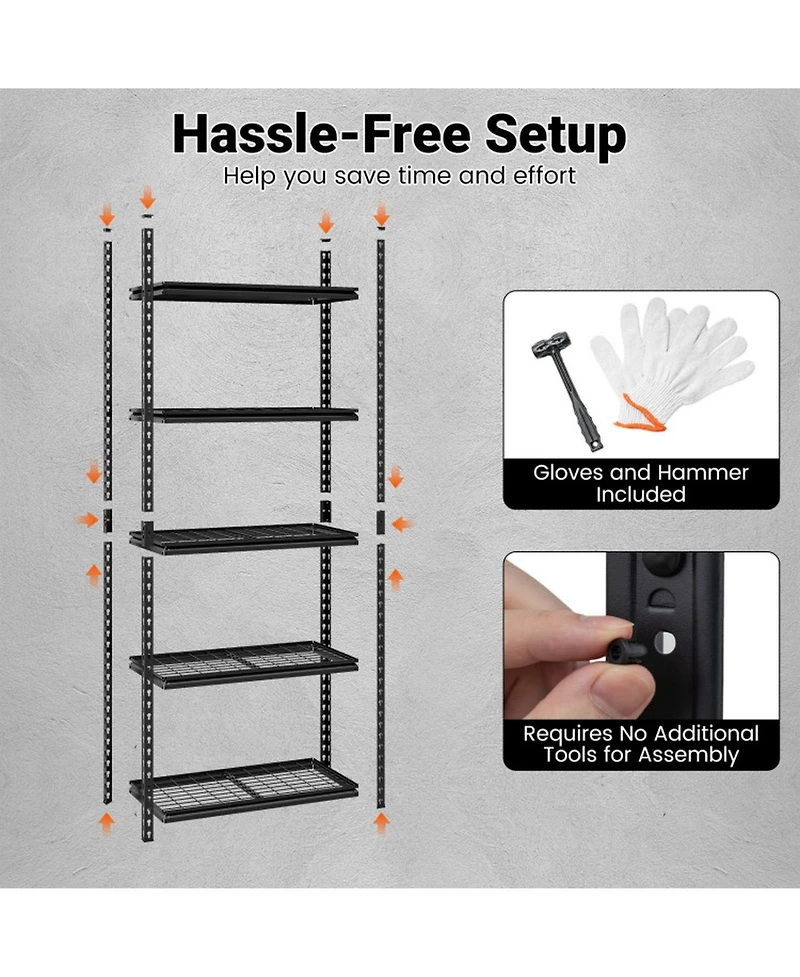 Gouun Tier Heavy-Duty Metal Shelving Unit with Adjustable Wire Rack