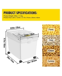Viyet 3 Pack 10.5 Gallon Food Storage Containers with Wheels and Scoops