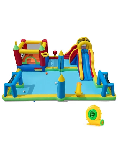 Hongge 9-in-1 Inflatable Water Slide Bounce House, Ages 3–12