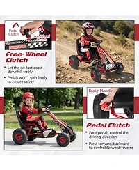 Hongge Pedal Go Kart with Adjustable Seat, Hand Brake and All-Terrain Wheels, 77 lb Capacity, Ages 3-8
