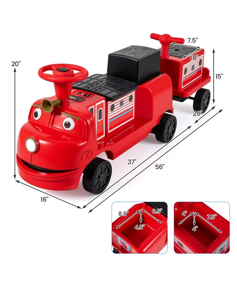 Hongge 12V Ride on Train 3-Seater with Detachable Carriage, Seats 3, Ages 3+