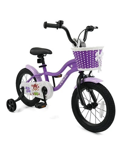 Hongge 14-Inch Kids' Bike with Detachable Training Wheels and Dual Brakes, Ages 3-5