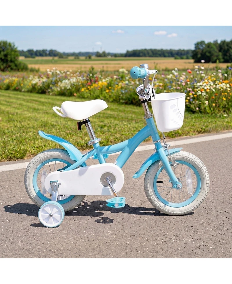 Hongge 12 in Girls Bike with Training Wheels and Adjustable Seat, 110 lb Capacity, Ages 3-4
