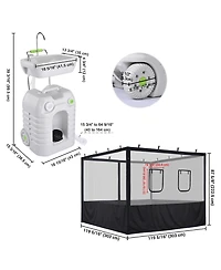 Yescom InstaHibit 10x10FT Pop Up Canopy Mesh Sidewalls and 45L Portable Hand Wash Station Combo Food Vendor Booth Sanitation Kit for Outdoor Event