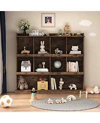 Flynama 10-Cubby Large Open Bookcase, 15 Millimeter Particle Board Home Storage Display Cabinet