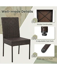 Sugift Set of 4 Patio Rattan Wicker Dining Chairs with Soft Cushions
