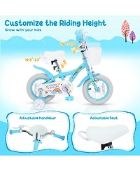 Sugift 14 in Girls' Bike with Adjustable Seat, Training Wheels & Coaster Brake, Ages 3-5