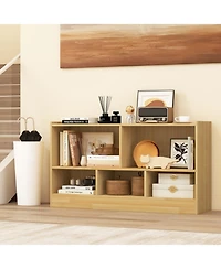 Gouun Kids 2-Shelf Bookcase 5-Cube Wood Toy Storage Cabinet Organizer