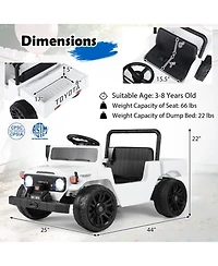 Hongge 12V Kids' Electric Dump-Bed Remote-Control Ride-On Pickup Truck, 66 lbs Capacity, Ages 3-6