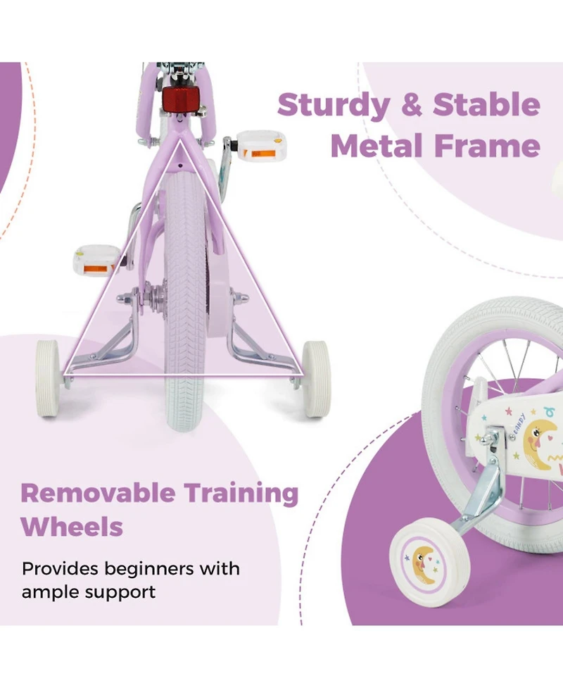 Hongge 14-Inch Kids Bike with Training Wheels, Adjustable Seat and Dual Brakes, Ages 3-5