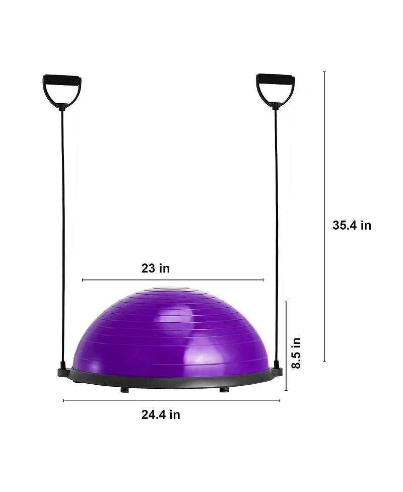 Hongge Half Exercise Ball Balance Trainer 23 in with Resistance Bands and Foot Pump Supporting 660 lbs