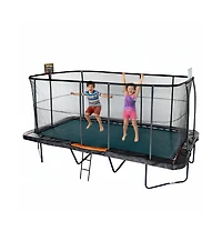 JumpKing Pro-Series 10' x 18' Rectangle Trampoline with Ladder & 2 Basketball Hoops