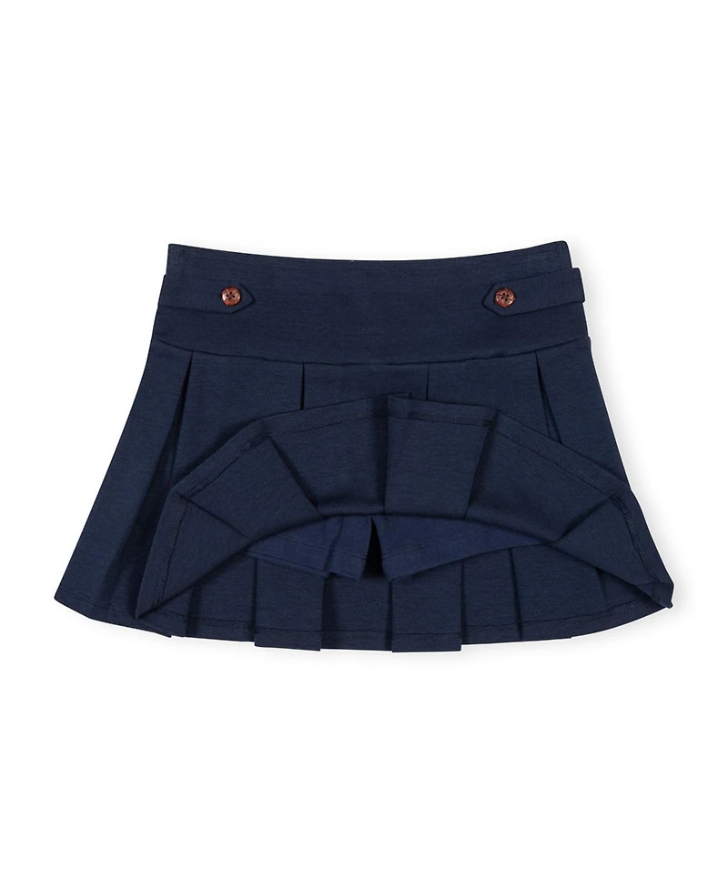 Hope & Henry Little and Big Girls' ( 6 to 12 ) Ponte Pleated Button Tab Skirt