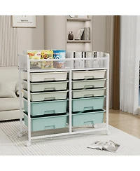 Streamdale Furniture 10-Drawer Rolling Storage Cart with Mesh Top