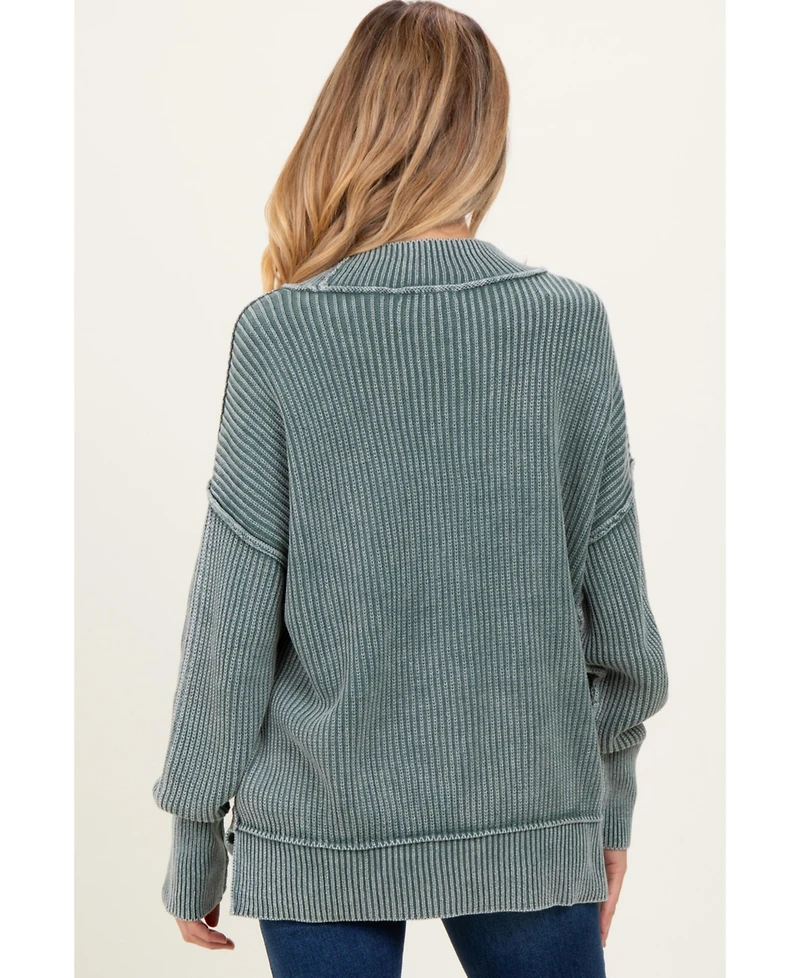 Pinkblush Women's Jade Washed Side Slit Oversized Sweater
