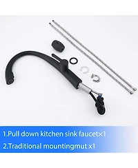Thirtypeachy Single Handle High-Arc Pull-Down Kitchen Faucet, Stainless Steel with Dual-Mode Sprayer and 360degree(s) Swivel