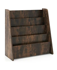 Costway 4-tier Kids Wooden Bookshelf Toddlers Book Rack with Deep Shelves