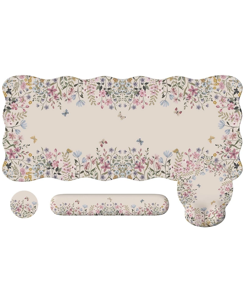 Lofree Wildflower Desk Protector Set With Wrist Rest Coaster Ergonomic Mouse Pad