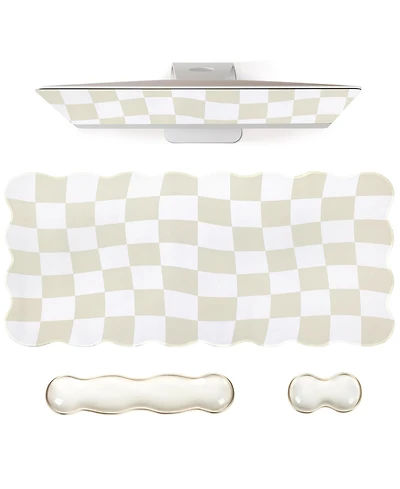 Lofree Scalloped Gel Desk Mat, Keyboard Wrist Rest, and Mouse 3-Piece Set [Compatible with 65%-75% Keyboards]