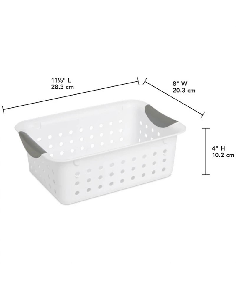 Sterilite 16228012 Small Ultra Plastic Storage Organizer Basket, White (24 Pack)