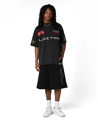 Loiter Men's Racing Oversized Graphic Faded-Wash T-Shirt