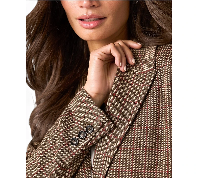 Liverpool Los Angeles Women's Houndstooth Fitted Stretch Blazer