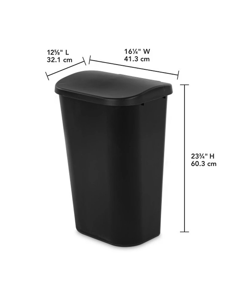 Sterilite 11.3 Gal Lift Top Lid Wastebasket Kitchen Trash Can, Black (12 Pack)