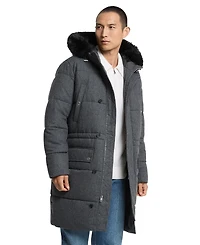 Michael Kors Men's Insulated Quilted Faux Fur-Trim Parka, Created for Macy's