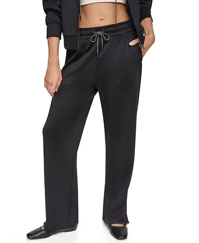 Dkny Women's Pins & Patches Wide-Leg Knit Drawstring Pants