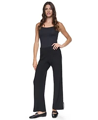 Dkny Women's Logo Stripe Wide-Leg Pull-On Sweater Pant