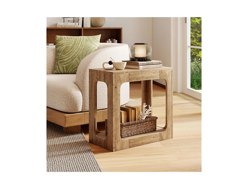 sumyeg 2-Tier End Table with Storage Shelf for Living Room