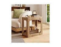 sumyeg 2-Tier End Table with Storage Shelf for Living Room