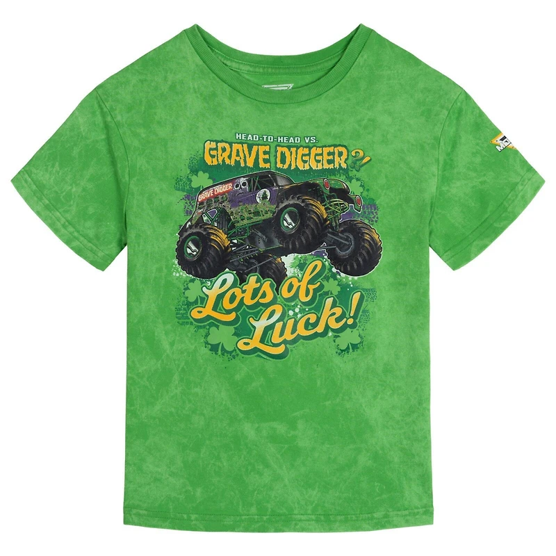 Monster Jam Girls' 4-16 Grave Digger Holiday Jersey T-Shirt
