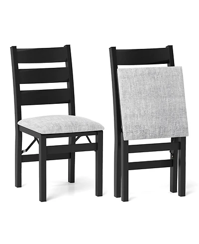 Costway Folding Chairs Set of 4 Upholstered with Comfy Backrest Padded Seat