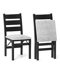 Costway Folding Chairs Set of 4 Upholstered with Comfy Backrest Padded Seat