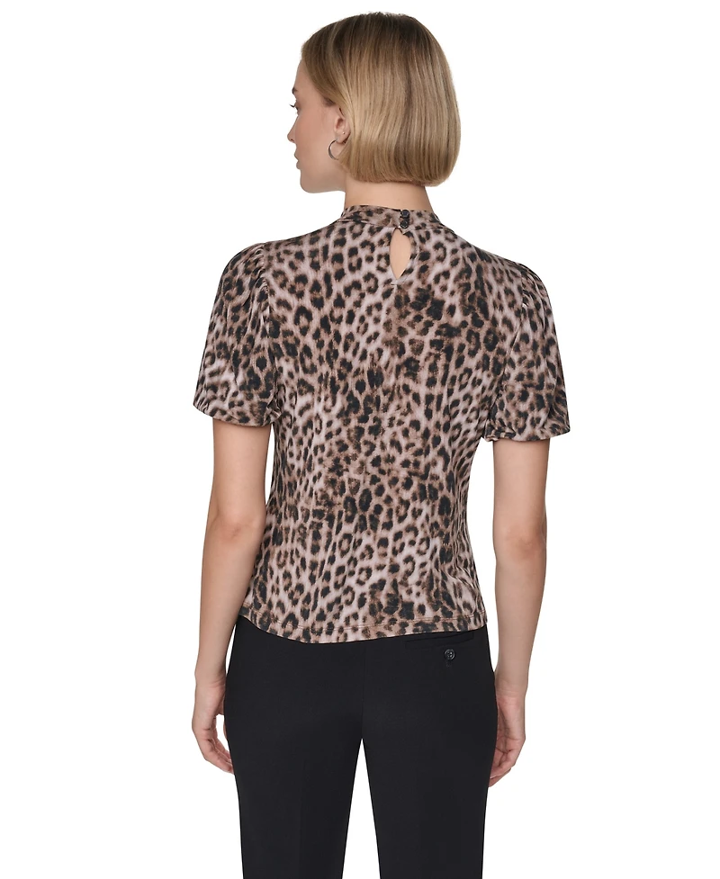 Dkny Petite Balloon-Sleeve Keyhole Blouse