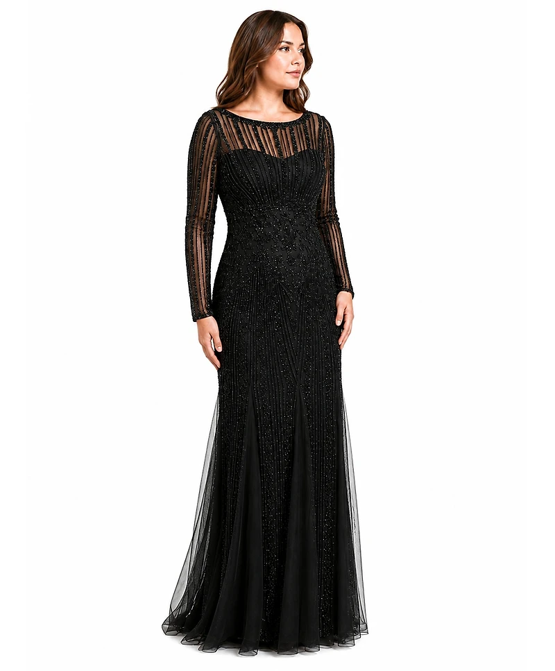 Lara Women's High Neck Beaded Gown