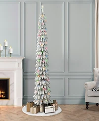 Puleo International 7' Pre-Lit Flocked Alpine Pencil Christmas Tree