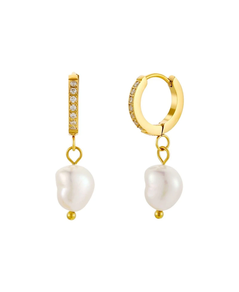 Atolea Freshwater Pearl Huggie Hoop Earrings