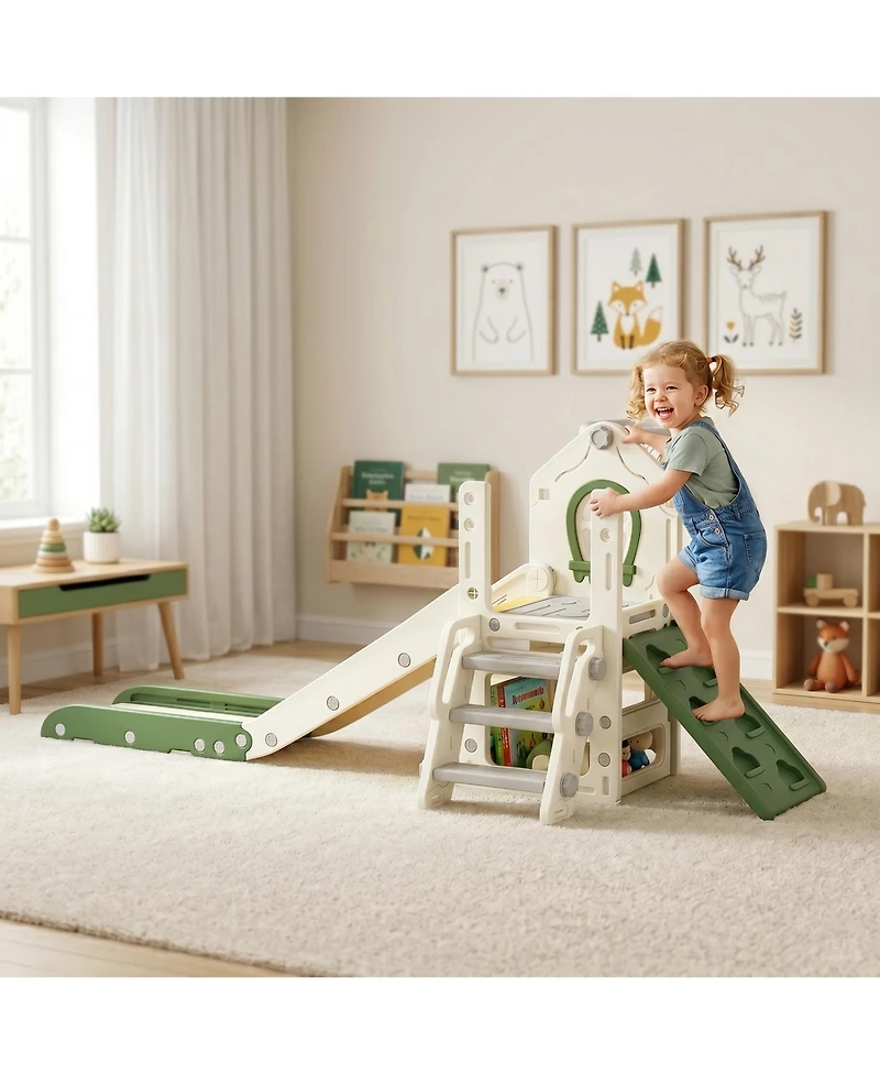 Glintex Foldable 5-in-1 Toddler Slide Indoor Playset, Ages 1-3