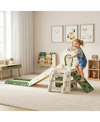 Glintex Foldable 5-in-1 Toddler Slide Indoor Playset, Ages 1-3