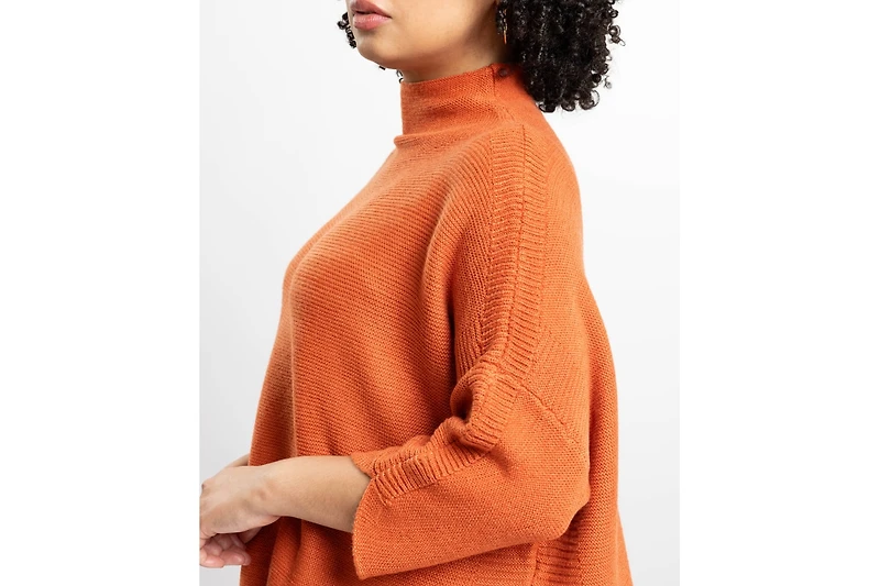 Caldwell Collection Women's Lori Turtleneck High-Low 3/4-Sleeve Sweater