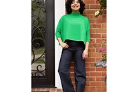 Caldwell Collection Women's Jordan Turtleneck Cropped 3/4-Length Sleeves Sweater