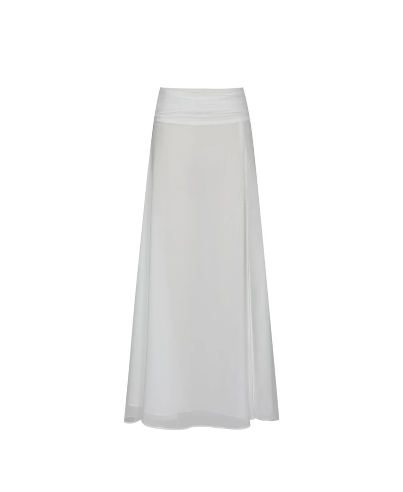 Miss Circle Women's Yanna White Chiffon High-Low Maxi Skirt