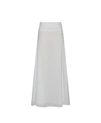 Miss Circle Women's Yanna White Chiffon High-Low Maxi Skirt