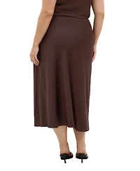 City Chic Plus Miranda Satin High-Waisted A-Line Midi Skirt