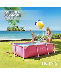 Intex 7' x 5' x 23.5" Metal Frame Above Ground Pool with Rectangular Cover, Pink